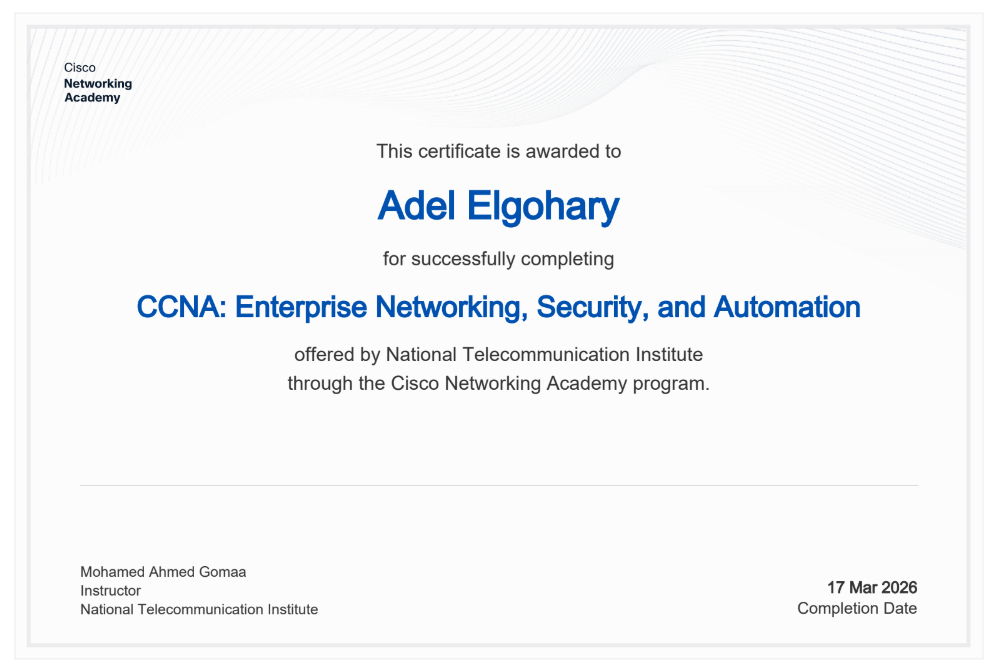 CCNA Enterprise Networking, Security and Automation