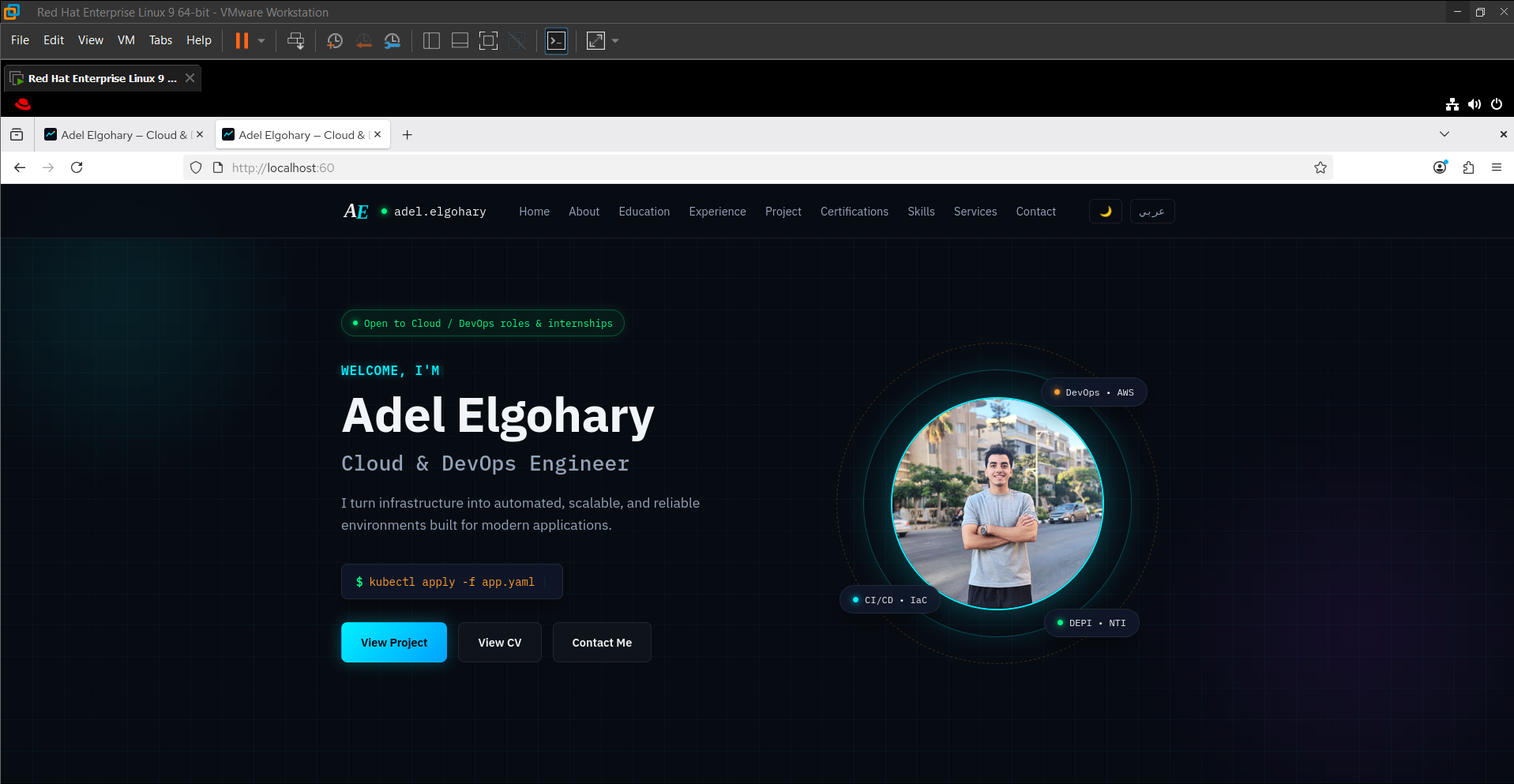 Dockerized Portfolio Screenshot